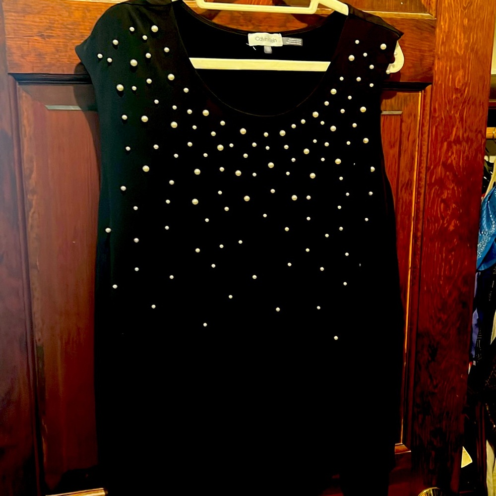 Calvin Klein faux pearl embellished top